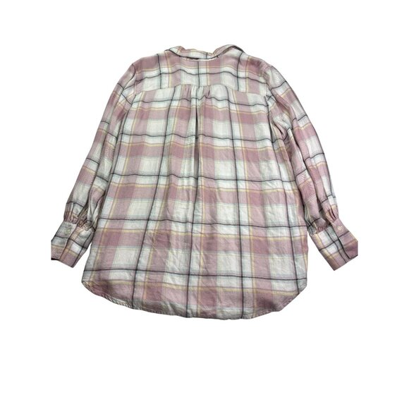 Chaps Womens Plaid Button Front Popover Flannel Top Size S Long Sleeve - Picture 6 of 9